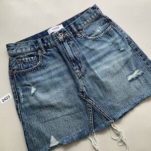 Pistola Skirt Womens 27 Mini Denim Distressed Frayed Hem Skirt